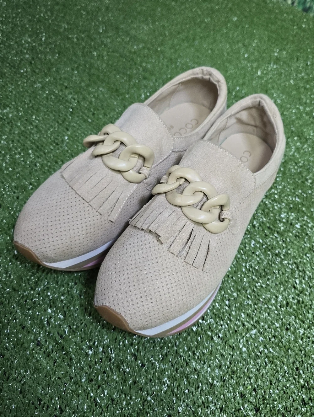 COCONUTS by Matisse Bess Light Beige EVA Platform Loafer Sneaker Hybrid Size 8
